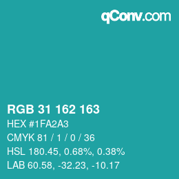 Color code: RGB 31 162 163 | qconv.com