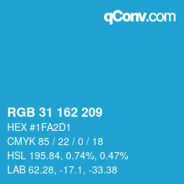 Color code: RGB 31 162 209 | qconv.com