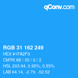 Color code: RGB 31 162 249 | qconv.com