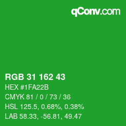 Color code: RGB 31 162 43 | qconv.com