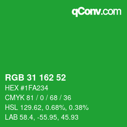 Color code: RGB 31 162 52 | qconv.com