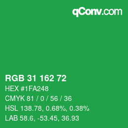 Color code: RGB 31 162 72 | qconv.com