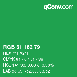 Color code: RGB 31 162 79 | qconv.com