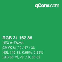 Color code: RGB 31 162 86 | qconv.com