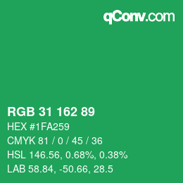 Color code: RGB 31 162 89 | qconv.com