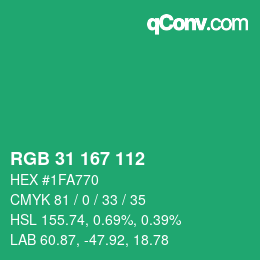 カラーコード: RGB 31 167 112 | qconv.com