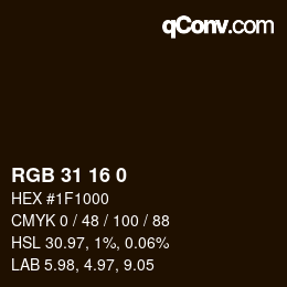 カラーコード: RGB 31 16 0 | qconv.com