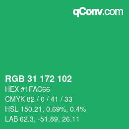 Color code: RGB 31 172 102 | qconv.com