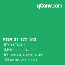 Color code: RGB 31 172 103 | qconv.com