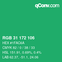 Color code: RGB 31 172 106 | qconv.com