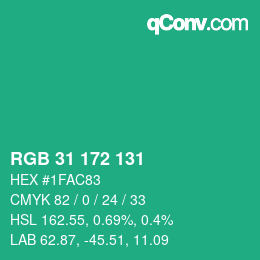 Color code: RGB 31 172 131 | qconv.com