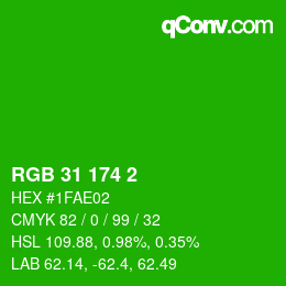 Color code: RGB 31 174 2 | qconv.com