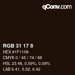 Color code: RGB 31 17 8 | qconv.com