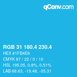 カラーコード: RGB 31 180.4 230.4 | qconv.com