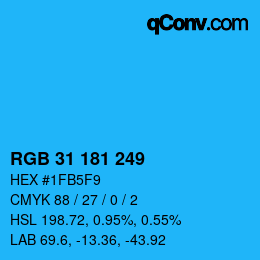 Color code: RGB 31 181 249 | qconv.com