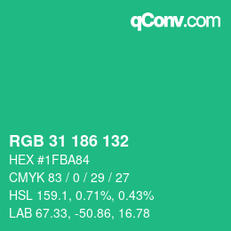 Color code: RGB 31 186 132 | qconv.com