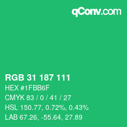 Color code: RGB 31 187 111 | qconv.com