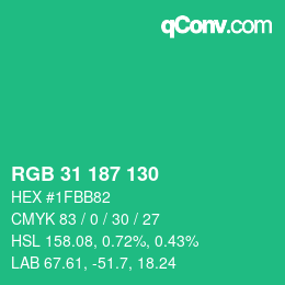 Color code: RGB 31 187 130 | qconv.com