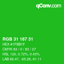 Color code: RGB 31 187 31 | qconv.com