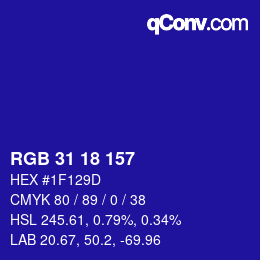 Color code: RGB 31 18 157 | qconv.com