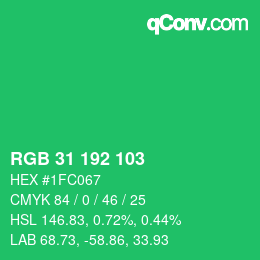 Color code: RGB 31 192 103 | qconv.com