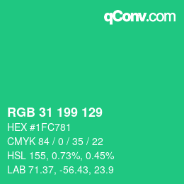 Color code: RGB 31 199 129 | qconv.com