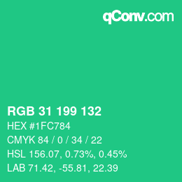 Color code: RGB 31 199 132 | qconv.com