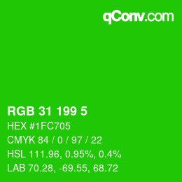 Color code: RGB 31 199 5 | qconv.com