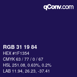 カラーコード: RGB 31 19 84 | qconv.com
