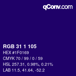 Code couleur: RGB 31 1 105 | qconv.com
