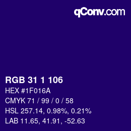 Color code: RGB 31 1 106 | qconv.com