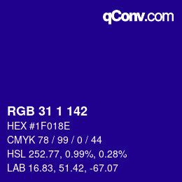 Color code: RGB 31 1 142 | qconv.com