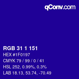 Color code: RGB 31 1 151 | qconv.com