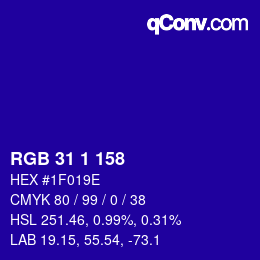 Color code: RGB 31 1 158 | qconv.com