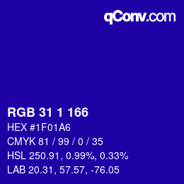 Color code: RGB 31 1 166 | qconv.com