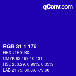 Color code: RGB 31 1 176 | qconv.com