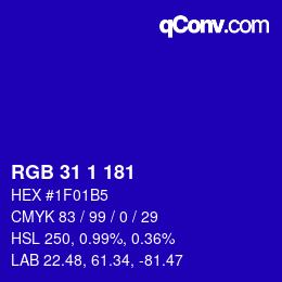 Color code: RGB 31 1 181 | qconv.com