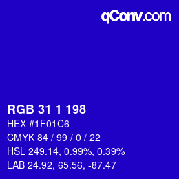 Color code: RGB 31 1 198 | qconv.com