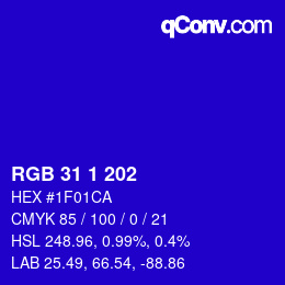 Color code: RGB 31 1 202 | qconv.com