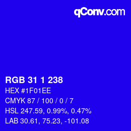 Color code: RGB 31 1 238 | qconv.com