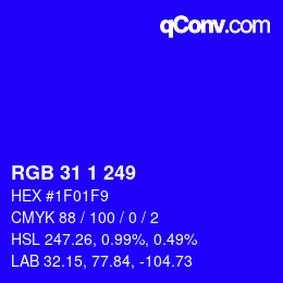 Color code: RGB 31 1 249 | qconv.com