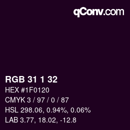 Color code: RGB 31 1 32 | qconv.com
