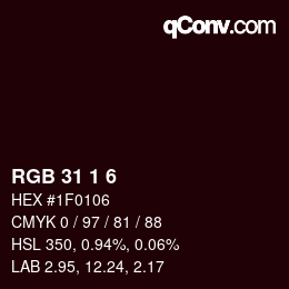 Farbcode: RGB 31 1 6 | qconv.com