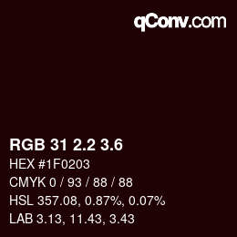 カラーコード: RGB 31 2.2 3.6 | qconv.com