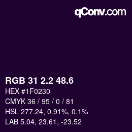 カラーコード: RGB 31 2.2 48.6 | qconv.com