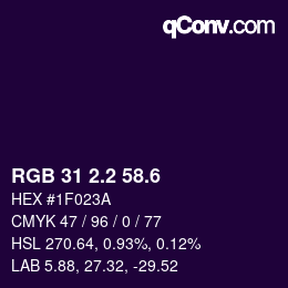 カラーコード: RGB 31 2.2 58.6 | qconv.com