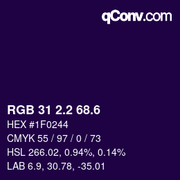 カラーコード: RGB 31 2.2 68.6 | qconv.com