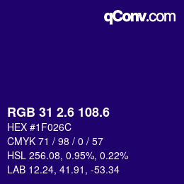 カラーコード: RGB 31 2.6 108.6 | qconv.com