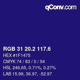 カラーコード: RGB 31 20.2 117.6 | qconv.com