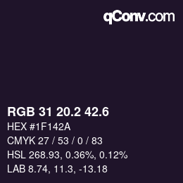 カラーコード: RGB 31 20.2 42.6 | qconv.com